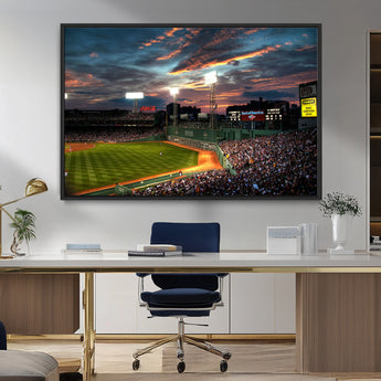 66781-MGV-CV-36X24-Baseball Stadium Wall Art – Canvas Print Evening Game Field Packed Crowd Sunset Sky Sports Photography, Dynamic Decor for Game