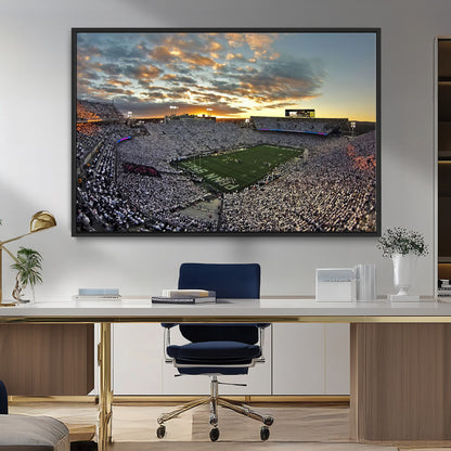 38807-MGV-FC-36X24_Black-Beaver Stadium Wall Art Canvas Print, Framed Beaver Stadium Field Art Picture Print, Football Stadium Perfect Sport Room Decor