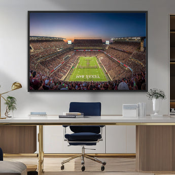 17421-MGV-FC-36X24_Black-Kyle Field Wall Art Canvas Print, Framed Texas Stadium Art Picture Print, Kyle Field Stadium Perfect Sport Room Decor Artwork