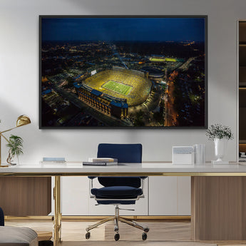 52519-MGV-FC-36X24_Black-Michigan Football Stadium Wall Art Canvas Print, Framed Michigan Stadium Art Picture Print, Michigan Wolverines Field Perfect