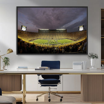 72404-MGV-FC-36X24_Black-Michigan Wolverine Stadium Wall Art Canvas Print, Framed Michigan Stadium Art Picture Print, Football Stadium Perfect Sport Room