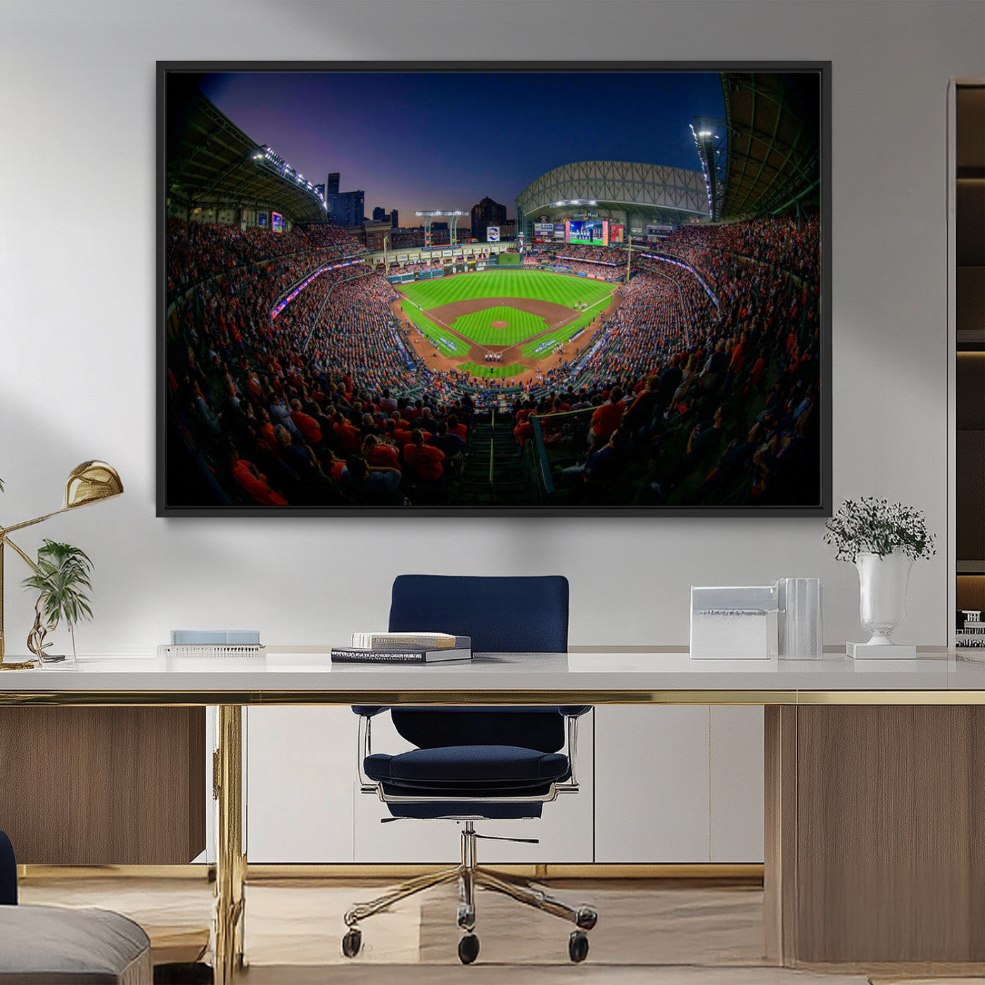 44322-MGV-CV-36X24-Minute Maid Park Wall Art Canvas Print, Framed Houston Astros Stadium Art Picture Print, Houston Astros Field Perfect Sports Room