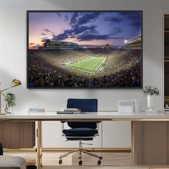 50825-MGV-FC-36X24_Black-Notre Dame Stadium Wall Art Canvas Print, Framed Indiana Stadium Art Picture Print, Football Stadium Perfect Sports Room Decor