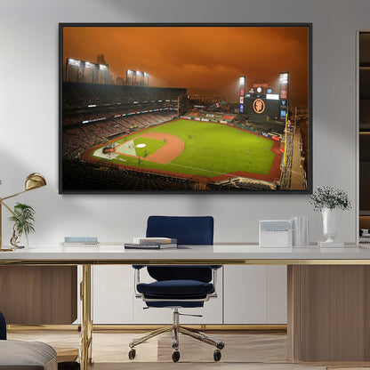 31315-MGV-FC-36X24_Black-Oracle Park Stadium Wall Art Canvas Print, Framed California Stadium Art Picture Print, Oracle Park Field Perfect Sport Room Decor