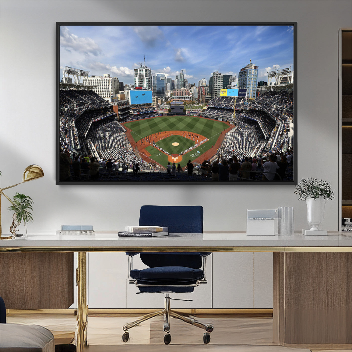 87122-MGV-FC-36X24_Black-Petco Park Field Wall Art Canvas Print, Framed San Diego Stadium Art Picture Print, Petco Park Stadium Perfect Sport Room Decor