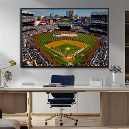 20879-MGV-CV-36X24-Yankee Stadium Wall Art Canvas Print, Framed New York Stadium Art Picture Print, Yankee Field Perfect Sport Room Decor Artwork