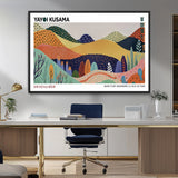 66936-MGV-FC-36X24_Black-Kusama Wall Art – Vibrant Abstract Hills Canvas Print, Japanese Modern Landscape Poster for Living Room, Office, Studio or
