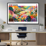 75201-MGV-FC-36X24_Black-Yayoi Kusama Floral Wall Art – Vibrant Abstract Landscape Canvas Print, Modern Pop Art Poster for Living Room, Bedroom, or Gallery