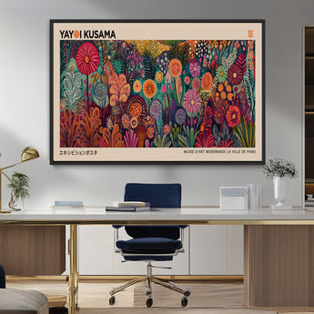 51280-MGV-CV-36X24-Abstract Yayoi Kusama Wall Art Canvas Print, Framed Japanese Wabi Sabi Art Picture Print, Yayoi Kusama Perfect Abstract Modern