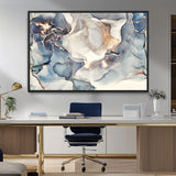 51497-MGV-FC-36X24_Black-Abstract Blue and Gold Wall Art – Modern Fluid Ink Style Canvas Print, Elegant Contemporary Decor for Living Room, Office