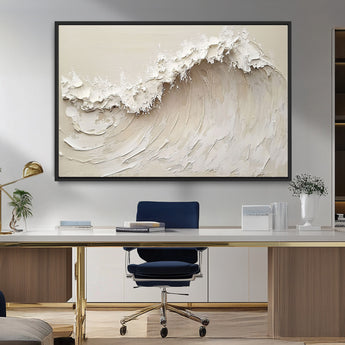 45175-MGV-FC-36X24_Black-Textured Wave Wall Art Canvas Print, Framed Minimal Seascape Art Picture Print, Elegant Wave Perfect Modern Coastal Decor Artwork