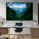 74439378-MGV-CV-36X24-Tropical Jungle Wall Art Canvas Print, Framed Lush Valley Art Picture Print, Forest Mountains Perfect Tropical Wilderness Decor