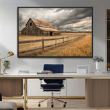 26821575-MGV-CV-36X24-Old Barn Wall Art Canvas Print, Framed Rustic Barn Art Picture Print, Moody Farm Perfect Rustic Farmhouse Decor Artwork