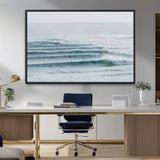 73969318-MGV-FC-36X24_Black-Ocean Waves Wall Art Canvas Print, Framed Surfer Lineup Art Picture Print, Crowded Ocean Perfect Minimal Coastal Decor Artwork