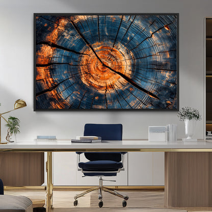 81894502-MGV-FC-36X24_Black-Burnt Wood Wall Art Canvas Print, Framed Aged Timber Art Picture Print, Rustic Tree Slice Perfect Rustic Decor Artwork for Home,