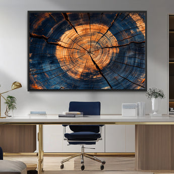 18975622-MGV-CV-36X24-Burnt Wood Wall Art Canvas Print, Framed Aged Timber Art Picture Print, Rustic Tree Slice Perfect Rustic Decor Artwork for Home,