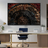 43686762-MGV-FC-36X24_Black-Dark Wood Ring Wall Art Canvas Print, Framed Abstract Wood Tree Art Picture Print, Rustic Tree Slice Perfect Rustic Decor Artwork