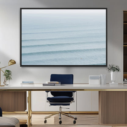 47814787-MGV-FC-36X24_Black-Ocean Waves Wall Art Canvas Print, Framed Solo Surfer Art Picture Print, Wave Lines Perfect Minimalist Ocean Decor Artwork