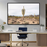 96147924-MGV-FC-36X24_Black-Saguaro Cactus Wall Art Canvas Print, Framed Desert Cactus Art Picture Print, Earthy Desert Perfect Southwestern Boho Decor