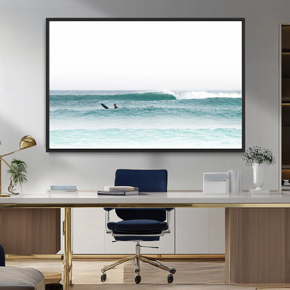 56345117-MGV-CV-36X24-Minimalist Surfing Wall Art Canvas Print, Framed Ocean Waves Art Picture Print, Soft Ocean Perfect Minimalist Coastal Decor