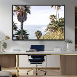 51404565-MGV-FC-36X24_Black-Palm Trees Wall Art Canvas Print, Framed Ocean Breeze Art Picture Print, Coastal View Perfect Tropical Coastal Decor Artwork