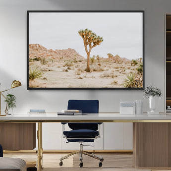 67109959-MGV-FC-36X24_Black-Joshua Tree Wall Art Canvas Print, Framed Neutral Desert Art Picture Print, Earthy Landscape Perfect Neutral Boho Decor Artwork