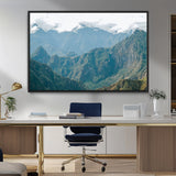 79393816-MGV-CV-36X24-Misty Mountain Wall Art Canvas Print, Framed Cloudy Andean Art Picture Print, Rugged Mountain Perfect Rustic Nature Decor Artwork