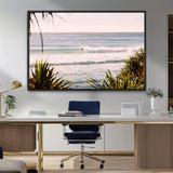 23287092-MGV-CV-36X24-Ocean Surfer Wall Art Canvas Print, Framed Coastal Surf Art Picture Print, Tropical Beach Perfect Tropical Coastal Decor Artwork