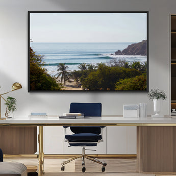 88336640-MGV-CV-36X24-Tropical Beach Scene Wall Art Canvas Print, Framed Coastal Photography Art Picture Print, Ocean Horizon Art Perfect Coastal Boho