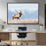 96024025-MGV-FC-36X24_Black-Elk Photography Wall Art Canvas Print, Framed Mountain Wildlife Art Picture Print, Rustic Lodge Decor Perfect Rustic Lodge Decor