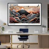 63125329-MGV-FC-36X24_Black-Japanese Mt Fuji Wall Art – Surreal Ukiyo e Style Cherry Blossom Poster, Swirling Cloud Landscape Print, Modern Oriental Asian