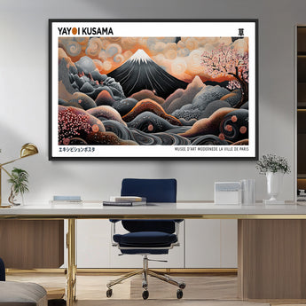 63125329-MGV-FC-36X24_Black-Japanese Mt Fuji Wall Art – Surreal Ukiyo e Style Cherry Blossom Poster, Swirling Cloud Landscape Print, Modern Oriental Asian