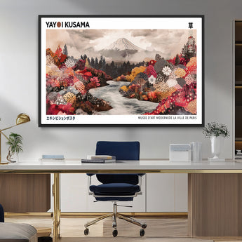 32352074-MGV-FC-36X24_Black-Japanese Landscape Wall Art – Mount Fuji River Canvas Print, Modern Asian Inspired Nature Decor for Living Room, Bedroom, Office