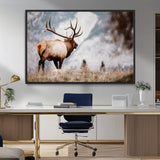 70489411-MGV-FC-36X24_Black-Elk Photography Wall Art Canvas Print, Framed Mountain Wildlife Art Picture Print, Rustic Nature Decor Perfect Rustic Lodge Decor