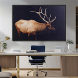 89239257-MGV-FC-36X24_Black-Bull Elk Decor Wall Art Canvas Print, Framed Elk Photography Art Picture Print, Rustic Wildlife Perfect Rustic Lodge Decor Artwork