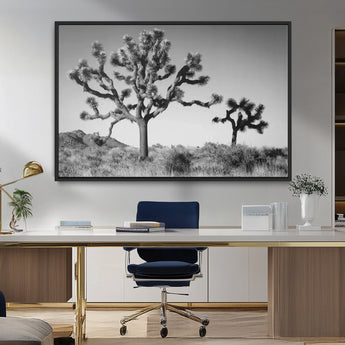 93692513-MGV-FC-36X24_Black-Joshua Tree Wall Art Canvas Print, Framed Monochrome Desert Art Picture Print, Minimalist Nature Scene Perfect Southwestern