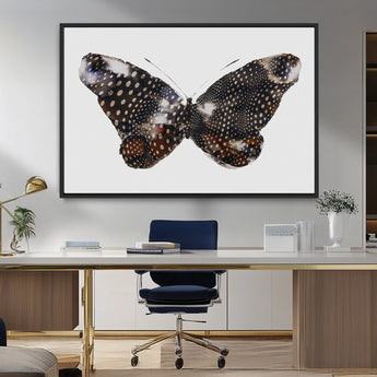 99831147-MGV-CV-36X24-Spotted Butterfly Wall Art Canvas Print, Framed Neutral Insect Theme Art Picture Print, Earthy Wing Pattern Perfect Modern Rustic