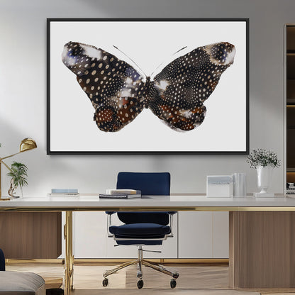 99831147-MGV-CV-36X24-Spotted Butterfly Wall Art Canvas Print, Framed Neutral Insect Theme Art Picture Print, Earthy Wing Pattern Perfect Modern Rustic