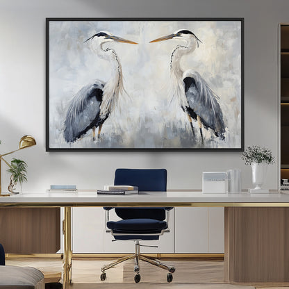 90806932-MGV-CV-36X24-Heron Wall Art Wall Art Canvas Print, Framed Bird Canvas Decor Art Picture Print, Nature Inspired Perfect Coastal Minimalist Decor