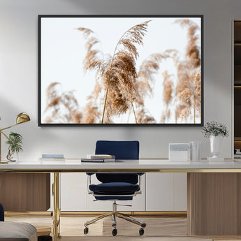 17019393-MGV-CV-36X24-Pampas Grass Wall Art Canvas Print, Framed Neutral Tones Art Picture Print, Minimalist Nature Perfect Boho Minimalist Decor