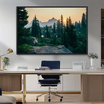 66397982-MGV-FC-36X24_Black-Mountain Landscape Wall Art Canvas Print, Framed Forest Serenity Art Picture Print, Mountain Landscape Perfect Rustic Wilderness