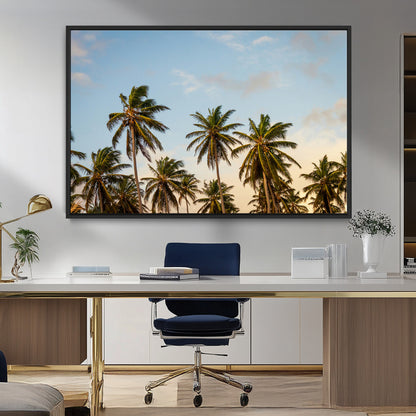 99033771-MGV-FC-36X24_Black-Palm Trees Wall Art Canvas Print, Framed Tropical Vibes Art Picture Print, Coastal Sunset Perfect Coastal Boho Decor Artwork