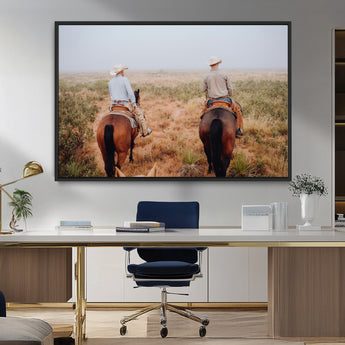 54943176-MGV-FC-36X24_Black-Cowboy Wall Art Wall Art Canvas Print, Framed Western Canvas Art Picture Print, Rustic Ranch Scene Perfect Rustic Western Decor