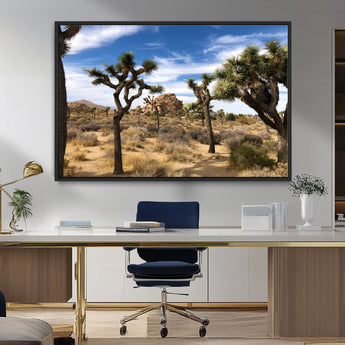25722592-MGV-FC-36X24_Black-Joshua Tree Desert Wall Art Canvas Print, Framed Southwestern Nature Art Picture Print, Rustic Earth Tones Perfect Southwestern