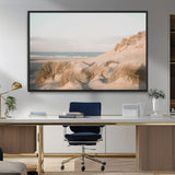 28064037-MGV-FC-36X24_Black-Minimalist Seascape Wall Art Canvas Print, Framed Neutral Beach Print Art Picture Print, Sand Dune Photography Perfect