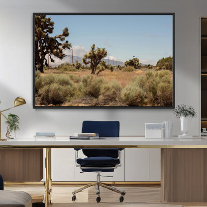 16114018-MGV-FC-36X24_Black-Joshua Tree Wall Art Canvas Print, Framed Desert Landscape Art Picture Print, Mountain Horizon Perfect Southwestern Boho Decor
