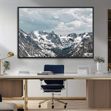 94074619-MGV-FC-36X24_Black-Snowy Peaks Wall Art Canvas Print, Framed Alpine Wilderness Art Picture Print, Mountain Escape Perfect Winter Serenity Decor