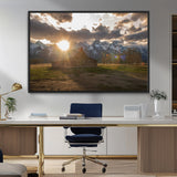 52555760-MGV-FC-36X24_Black-Snowy Peaks Wall Art Canvas Print, Framed Nature Escape Art Picture Print, Rustic Charm Perfect Rustic Western Decor Artwork