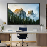 21145440-MGV-CV-36X24-Wilderness Wall Art Wall Art Canvas Print, Framed Nature Landscape Decor Art Picture Print, Misty Forest Photography Perfect