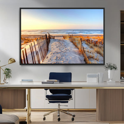 73351887-MGV-FC-36X24_Black-Ocean Sunset Wall Art Wall Art Canvas Print, Framed Nautical Photography Art Picture Print, Summer Beach House Decor Perfect